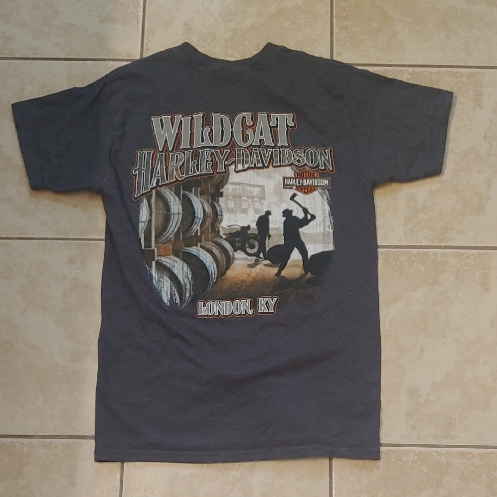 Harley-Davidson Shirt Wildcat London Grey Pocket Tee Women's Size S